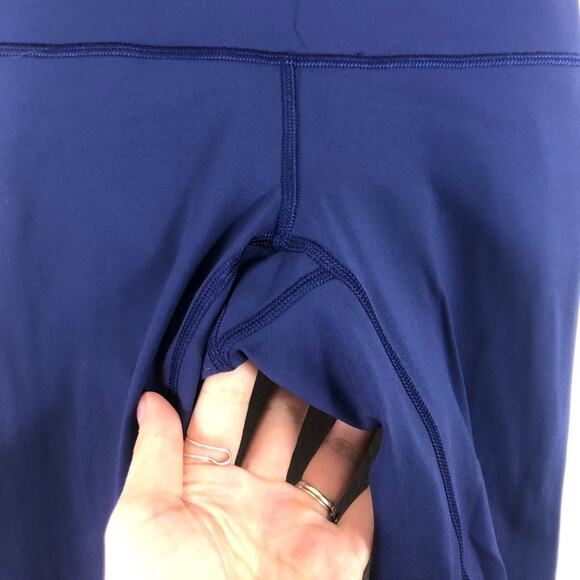 Lululemon Minimalist crop leggings in blue - mesh criss cross high rise - Picture 6 of 12